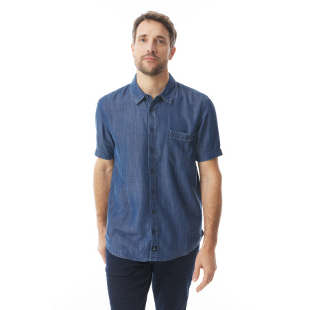 Chemise légère manches courtes bleu denim tencel pour homme | Mousqueton