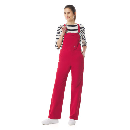 Carmine red cotton overalls for women | Mousqueton