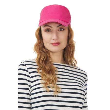 Casquette de marin réglable en toile rose fuchsia| Mousqueton