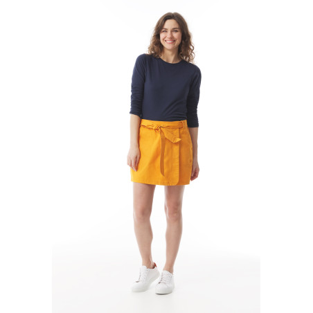 Jupe-short portefeuille jaune orangé pour femme | Mousqueton