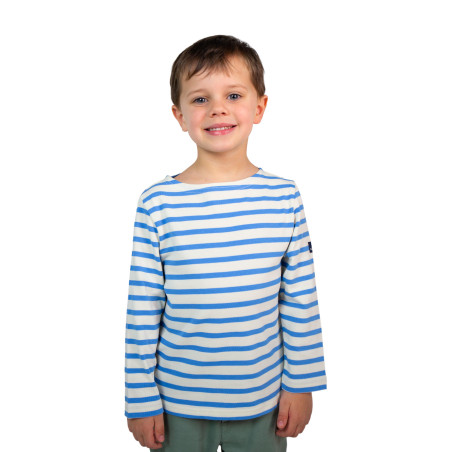 Marinière enfant bicolore ecru et bleu ciel | Mousqueton