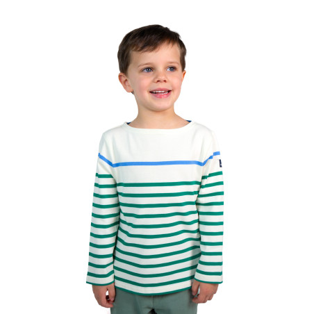 Marinière enfant multicolore vert jade et bleu ciel | Mousqueton