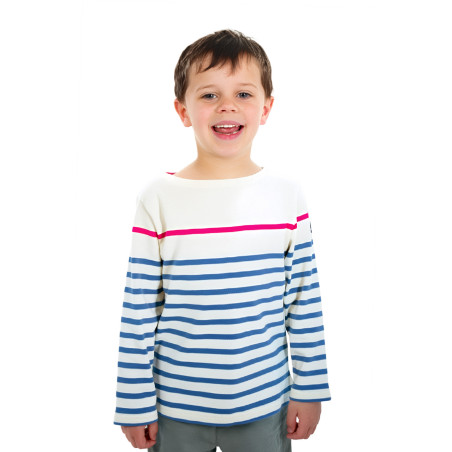 Marinière enfant multicolore bleu provencal et rose | Mousqueton