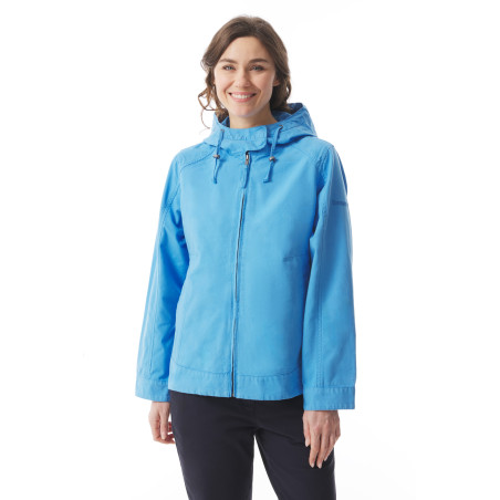Women's sky blue mid-length canvas jacket | Mousqueton