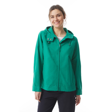 Women's jade green mid-length canvas jacket | Mousqueton