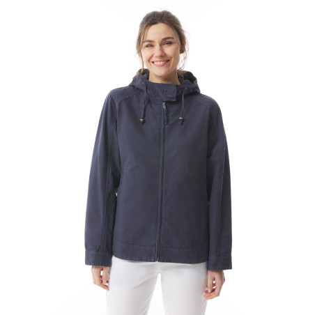 Women's navy blue mid-length canvas jacket | Mousqueton