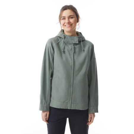 Women's khaki green mid-length canvas jacket | Mousqueton
