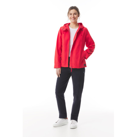 Women's bright red mid-length canvas jacket | Mousqueton