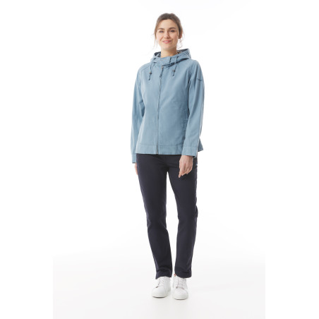 Women's provencal blue mid-length canvas jacket | Mousqueton