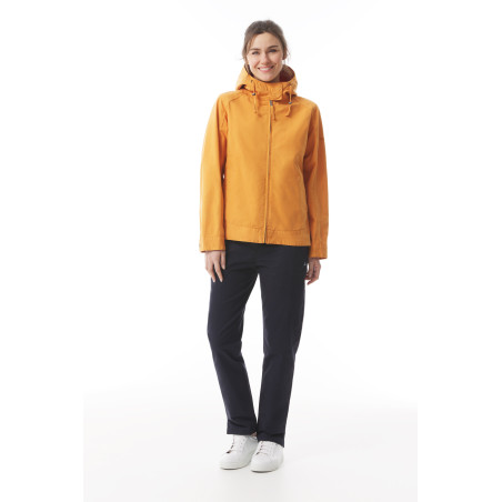 Veste mi-longue en toile femme jaune orangé | Mousqueton