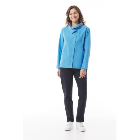 Women's sky blue high-neck pea coat | Mousqueton