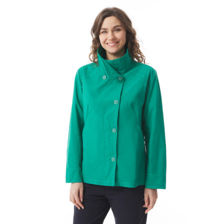 Women's jade green high-neck pea coat | Mousqueton