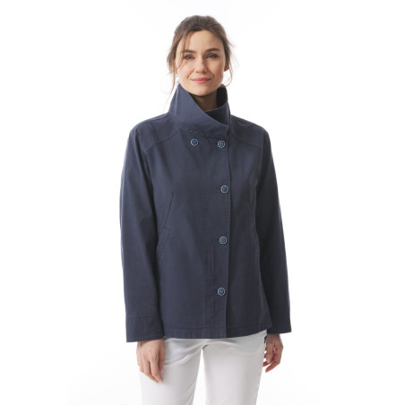 Women's navy blue high-neck pea coat | Mousqueton