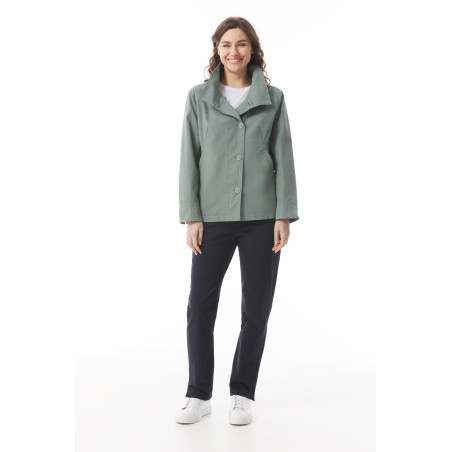 Women's khaki green high-neck pea coat | Mousqueton