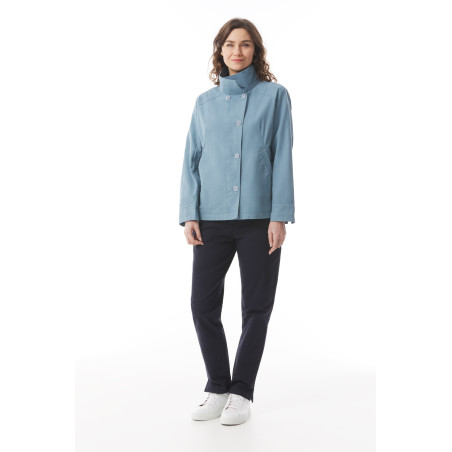 Women's provencal blue high-neck pea coat | Mousqueton