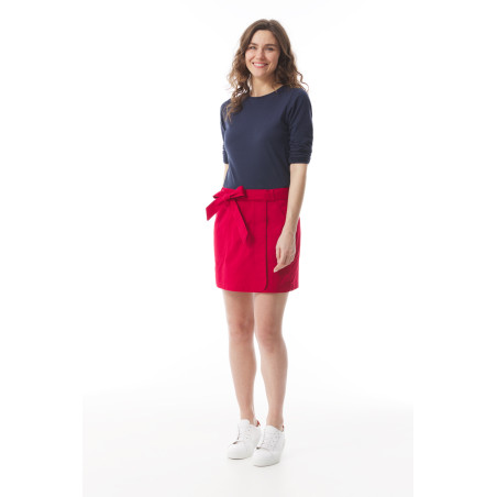 Jupe-short portefeuille rouge carmin pour femme | Mousqueton