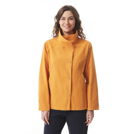 Women's orange yellow high-neck pea coat | Mousqueton