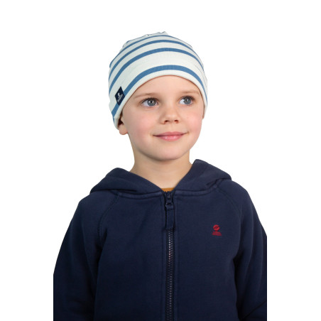 Bonnet rayé en coton enfant bleu provencal | Mousqueton