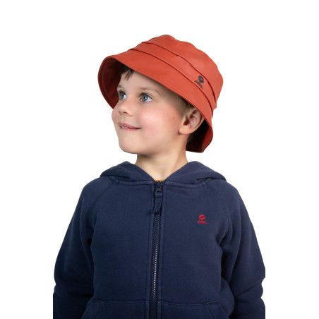 Bob de pluie pour enfant orange tuile | Mousqueton
