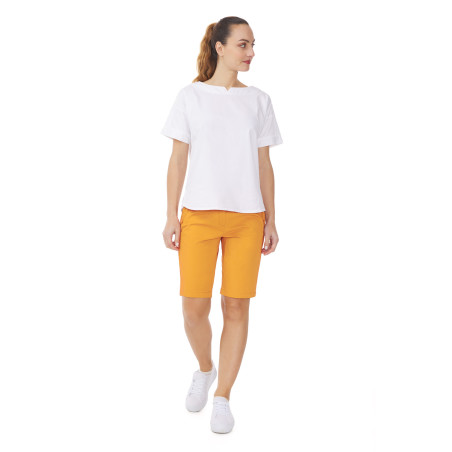 Women's orange-yellow Bermuda shorts | Mousqueton