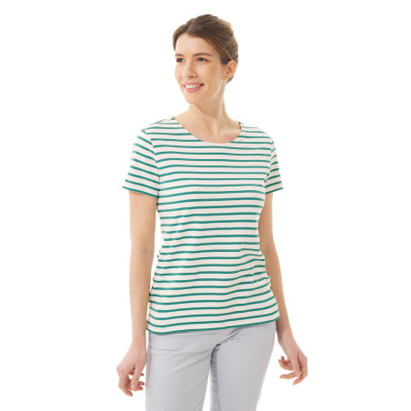 T-shirt rayé manches courtes femme vert jade | Mousqueton