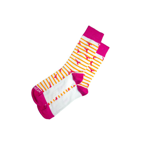Chaussettes hautes rayés jaune orangé à motifs homard - Mousqueton