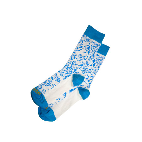 Chaussettes hautes à motifs poissons bleu ciel | Mousqueton