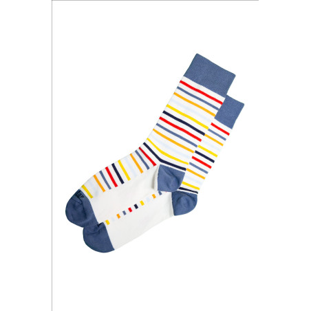 Chaussettes hautes à rayures multicolores | Mousqueton
