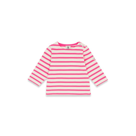 Marinière bicolore bébé rose fuschia | Mousqueton