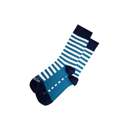 Deep blue striped bamboo knee-high socks | Mousqueton