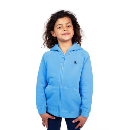 Sweat zippé à capuche enfant bleu ciel motifs sardines par Stéphanie Veillard