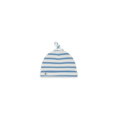 Striped bonnet in cotton for baby MIMI BABY-B | Mousqueton