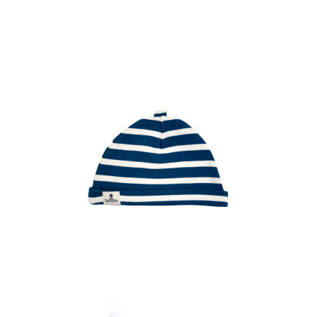 Striped bonnet in cotton for baby MIMI BABY-B | Mousqueton