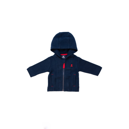 Gilet bébé en coton texturé uni bleu marine | Mousqueton