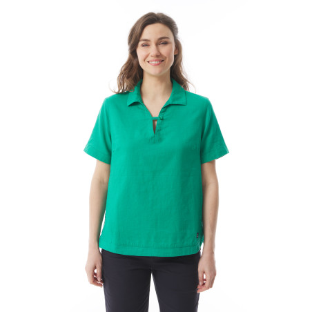 Jade green women's summer tunic with sailor collar | Mousqueton