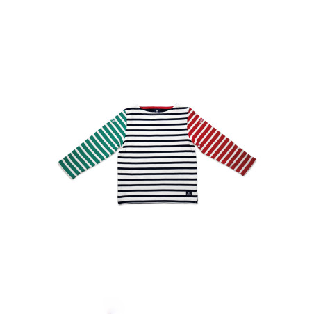 Marinière enfant manches longues bâbord-tribord rouge et vert