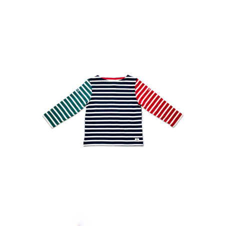 Marinière enfant manches longues bâbord-tribord rouge et vert