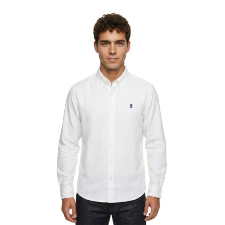 Men's long-sleeve white cotton shirt | Mousqueton