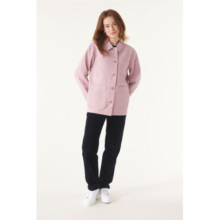 Veste de travail femme en toile de coton mauve pâle | Mousqueton
