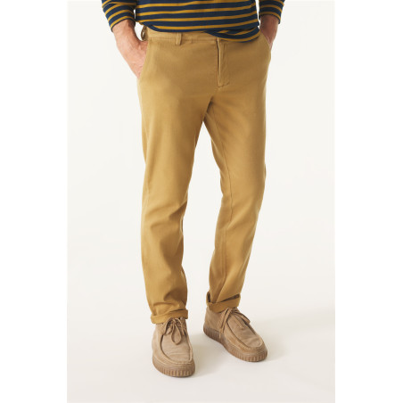 Pantalon chino homme en twill de coton marron bronze | Mousqueton