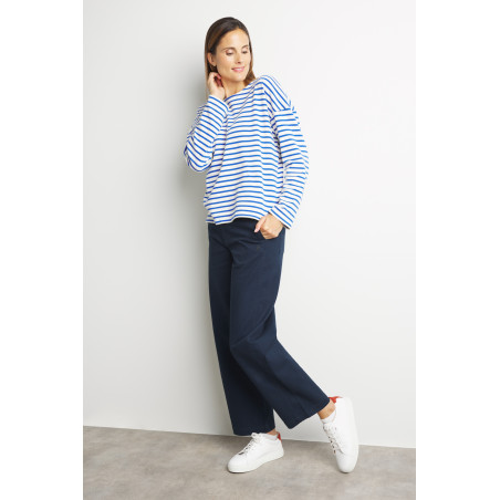 Pantalon barrel féminin bleu marine | Mousqueton