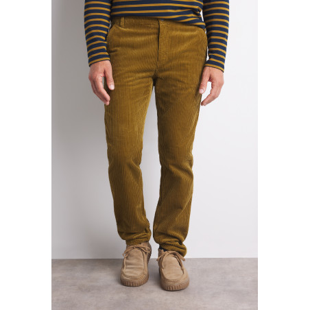 Pantalon homme en velours côtelé marron bronze | Mousqueton