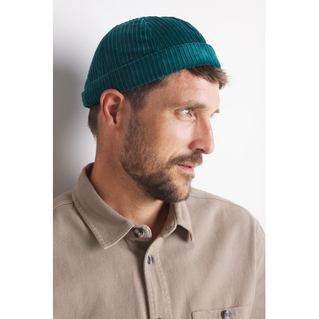Bonnet marin miki en velours côtelé vert émeraude | Mousqueton