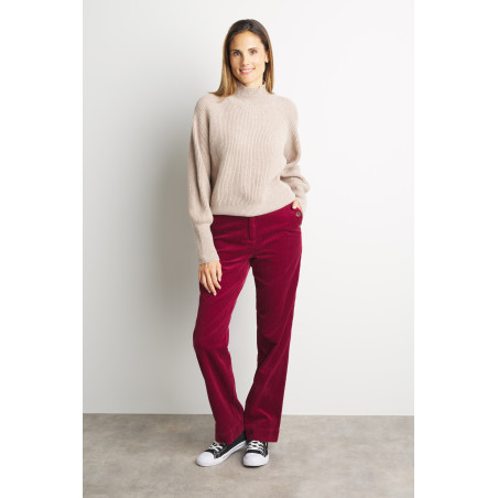 Women's brick red corduroy pants | Mousqueton