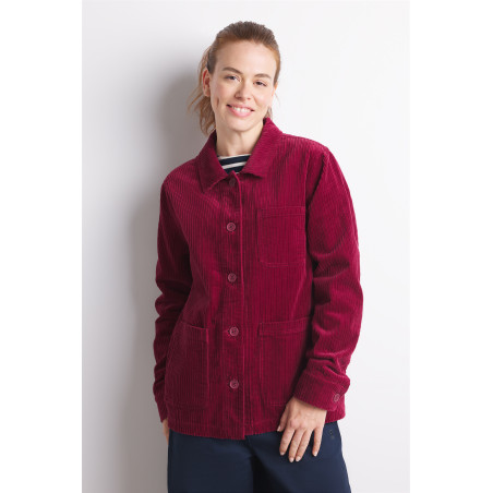 Women's brick red velvet shirt jacket | Mousqueton
