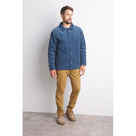 Veste homme en velours côtelé bleu chardon | Mousqueton