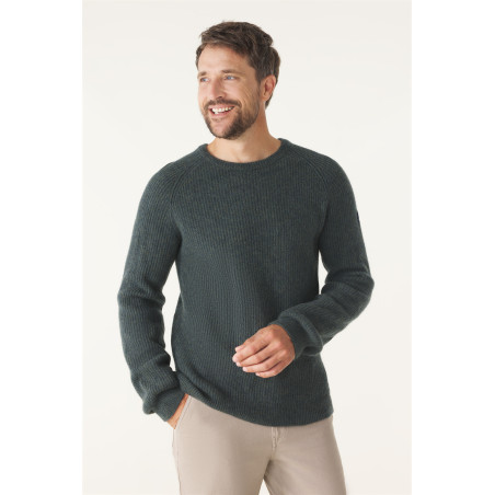Men's dark green ribbed wool sweater | Mousqueton