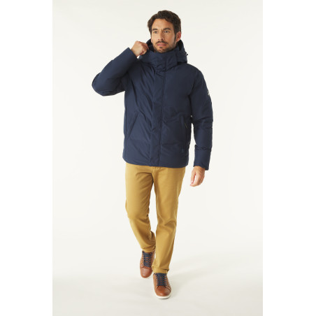 Doudoune homme à capuche amovible bleu marine | Mousqueton