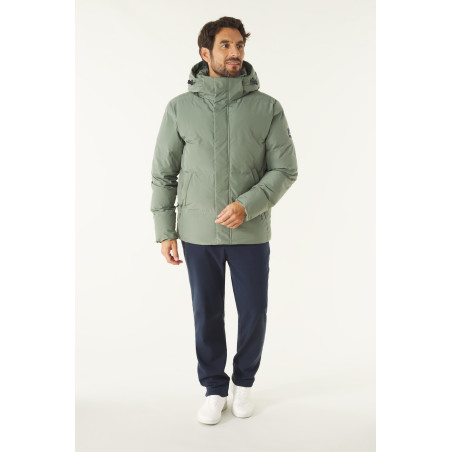 Doudoune homme à capuche amovible vert kaki | Mousqueton