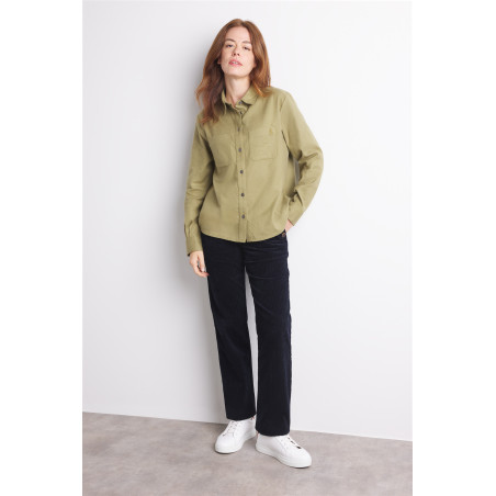 Chemisier en flanelle vert mousse | Mousqueton